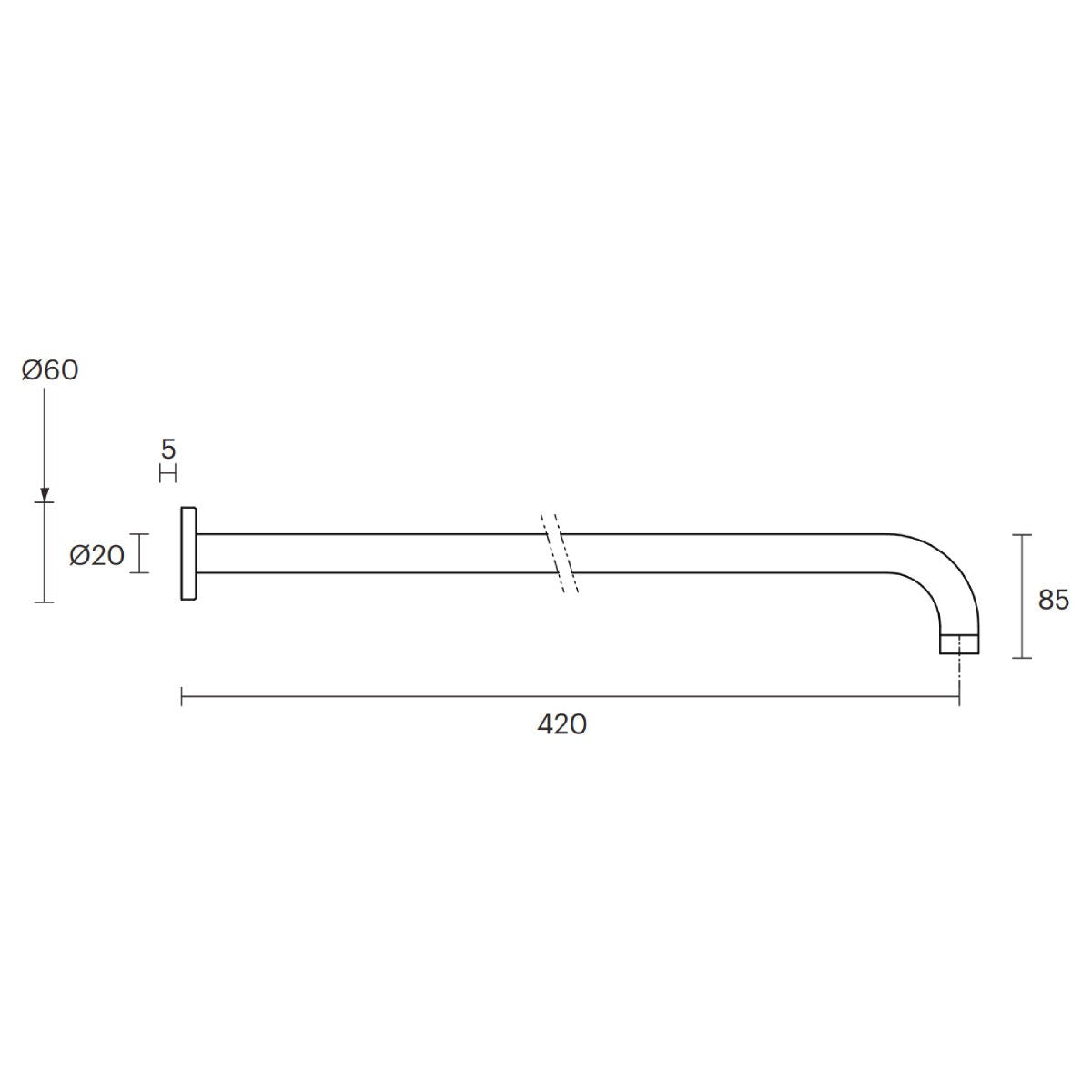 Rogerseller Tonic wall shower arm - brass construction, Brushed Nickel finish - 3506000207