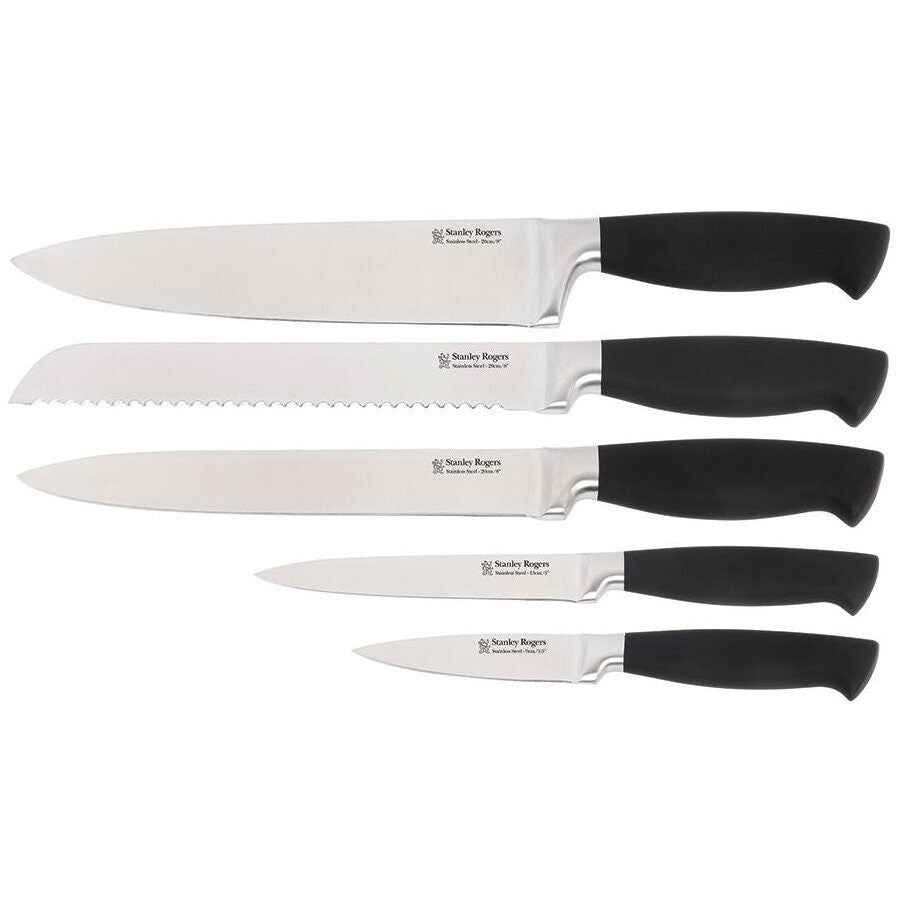 Stanley Rogers 6 Piece Knife Block Set - Acacia Wood Block with Five Essential Knives - 41372