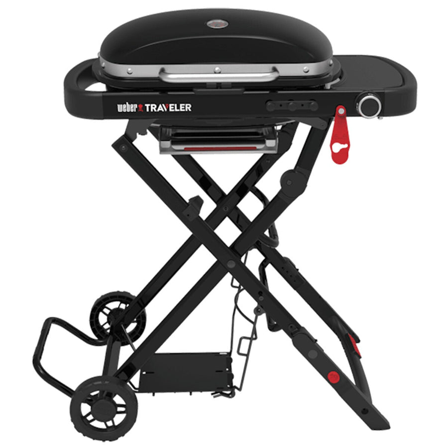 Weber Traveler Compact Portable LPG BBQ - 12 Burger Cooking Area, Lid Thermometer - 1500525