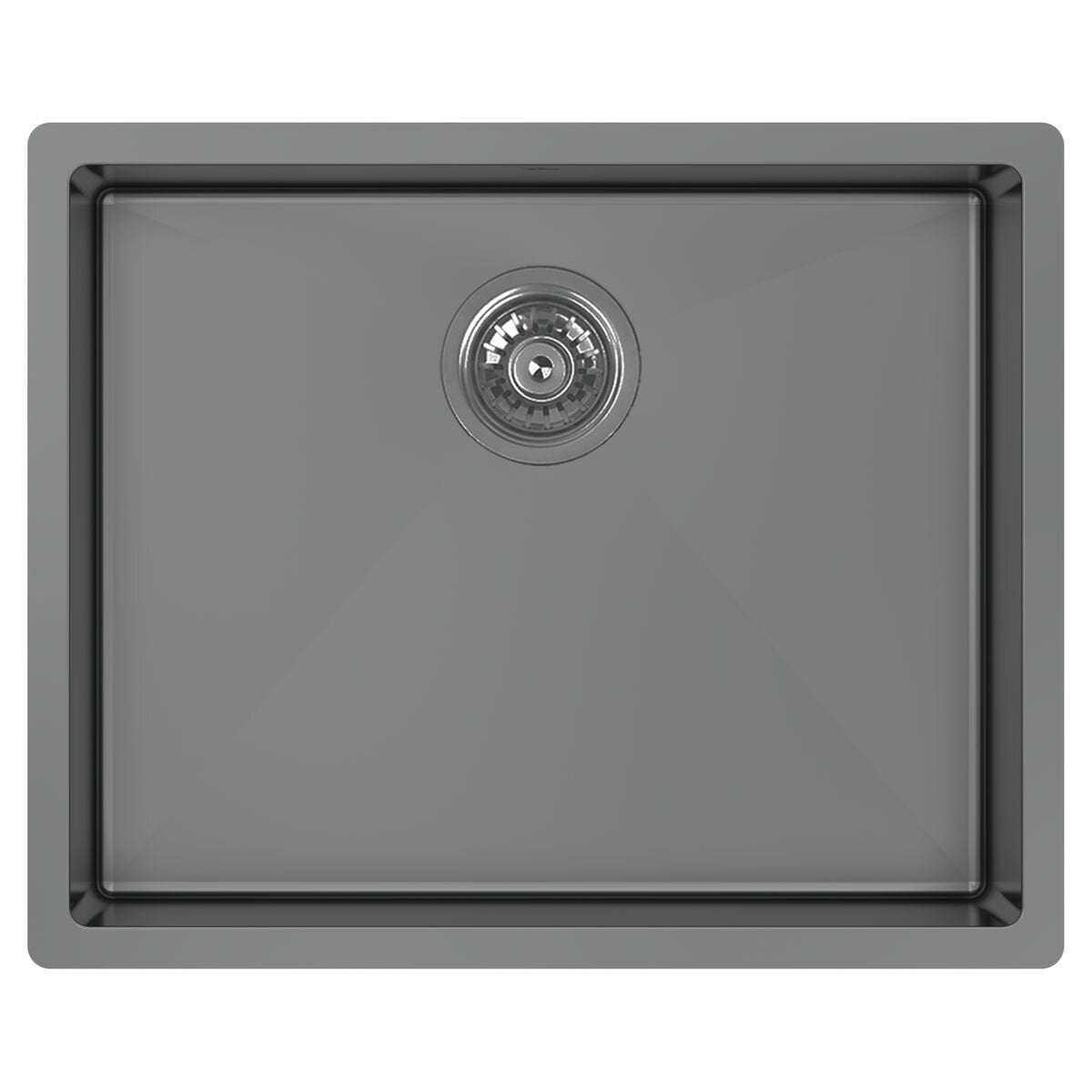 Abey Piazza single bowl sink - Black Pearl stainless steel - drain tray and grids - CR500B
