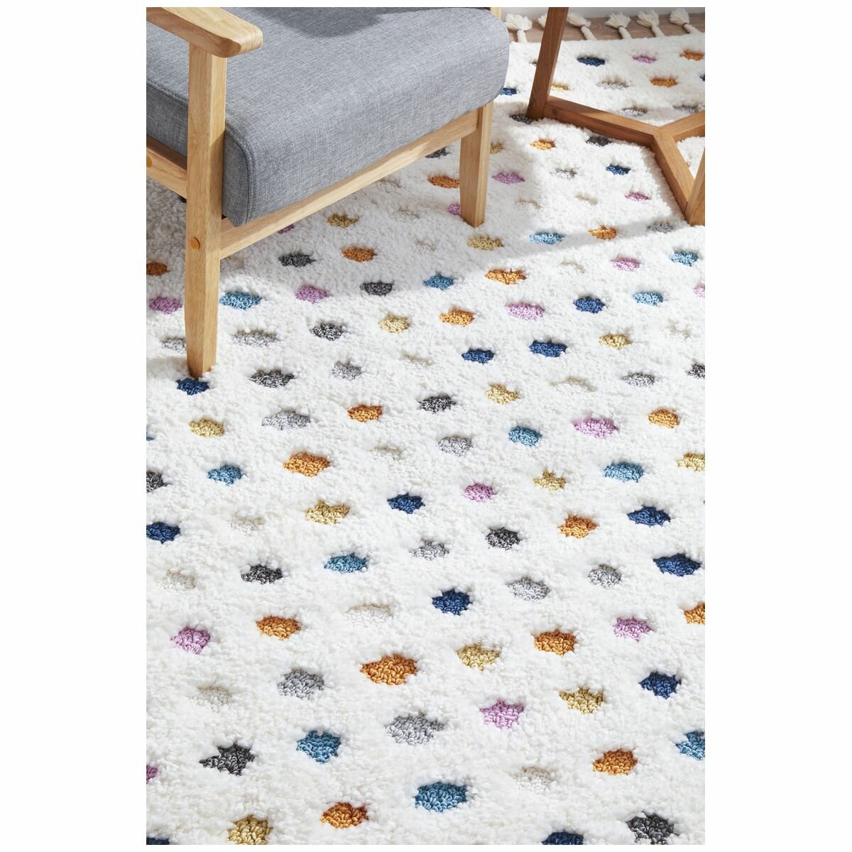 Rug Culture Amsterdam Extra Large Polka Rug 340x250 - White Multi Polypropylene - AMS-POLKA-340X250