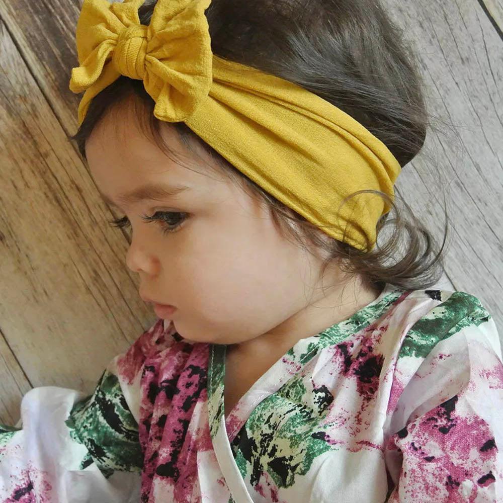 Baby Bow Headband Soft Stretchy Nylon Turban Wrap - Bright Rose - view 9