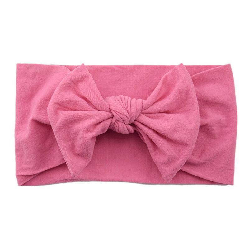 Baby Bow Headband Soft Stretchy Nylon Turban Wrap - Deep Pink
