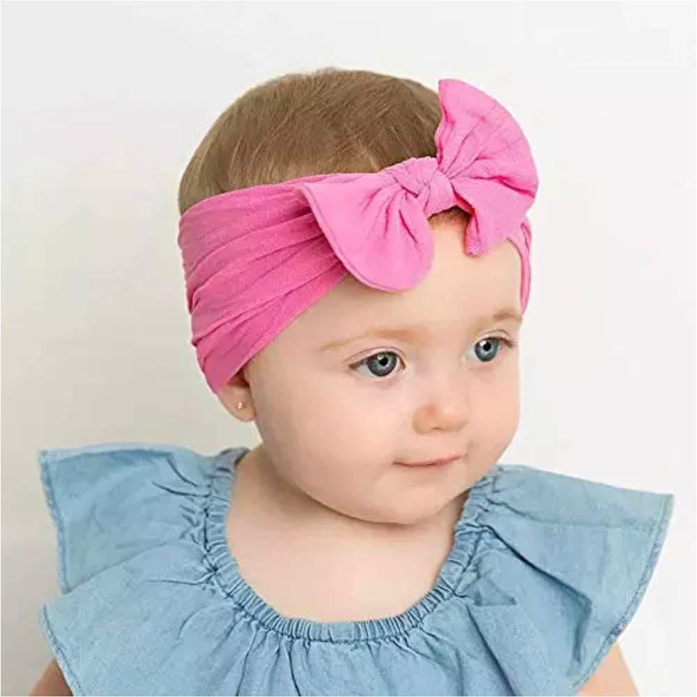 Baby Bow Headband Soft Stretchy Nylon Turban Wrap - Deep Pink - view 7