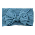 Baby Bow Headband Soft Stretchy Nylon Turban Wrap - Dusty Blue