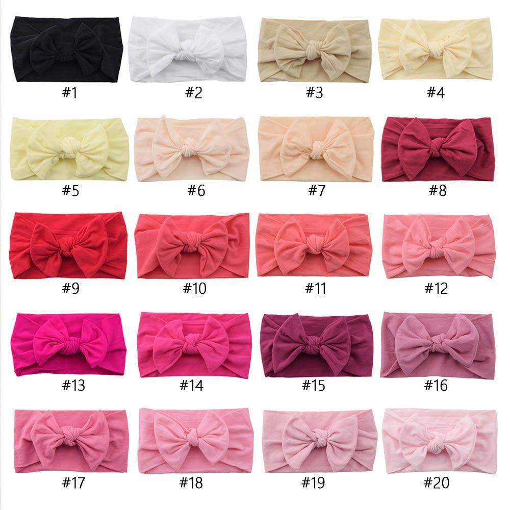 Baby Bow Headband Soft Stretchy Nylon Turban Wrap - Dusty Blue - view 12