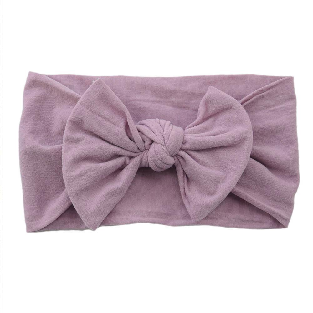 Baby Bow Headband Soft Stretchy Nylon Turban Wrap - Dusty Blue - view 13
