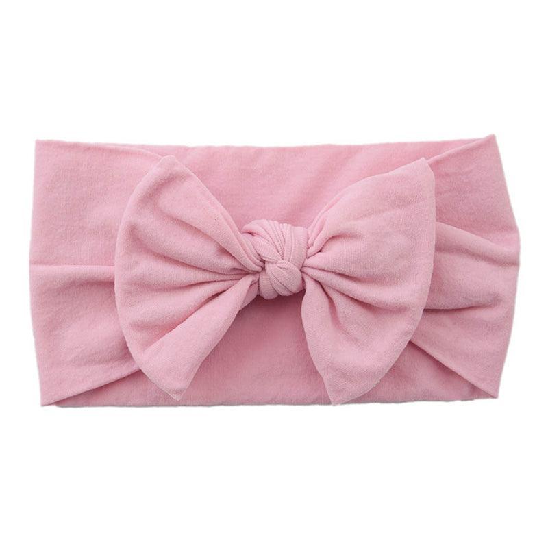 Baby Bow Headband Soft Stretchy Nylon Turban Wrap - Light Dusty Pink