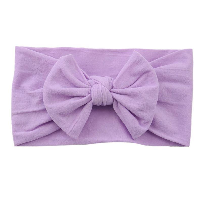 Baby Bow Headband Soft Stretchy Nylon Turban Wrap - Light Purple