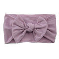 Baby Bow Headband Soft Stretchy Nylon Turban Wrap - Lilac Grey