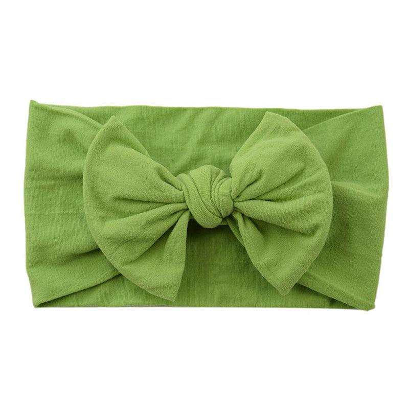 Baby Bow Headband Soft Stretchy Nylon Turban Wrap - Lime Green