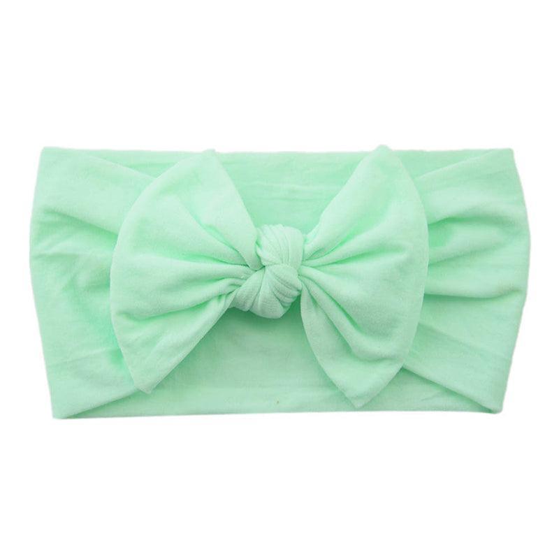 Baby Bow Headband Soft Stretchy Nylon Turban Wrap - Mint Green
