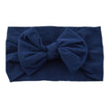Baby Bow Headband Soft Stretchy Nylon Turban Wrap - Navy Blue