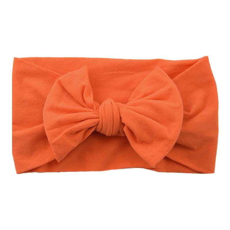 Baby Bow Headband Soft Stretchy Nylon Turban Wrap - Orange