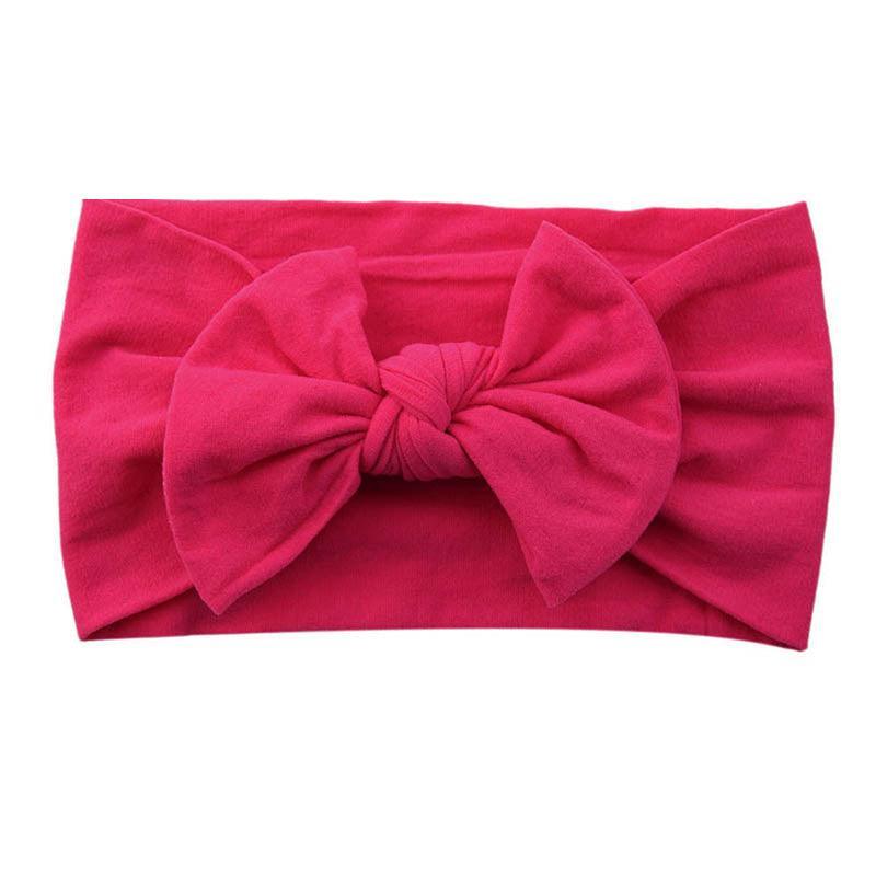 Baby Bow Headband Soft Stretchy Nylon Turban Wrap - Rose Red