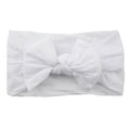 Baby Bow Headband Soft Stretchy Nylon Turban Wrap - White