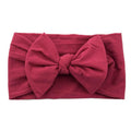 Baby Bow Headband Soft Stretchy Nylon Turban Wrap - Wine Red