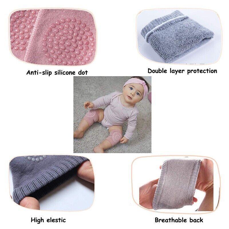 Baby Crawling Knee Pads Soft Cotton Protectors - Light Grey - view 4