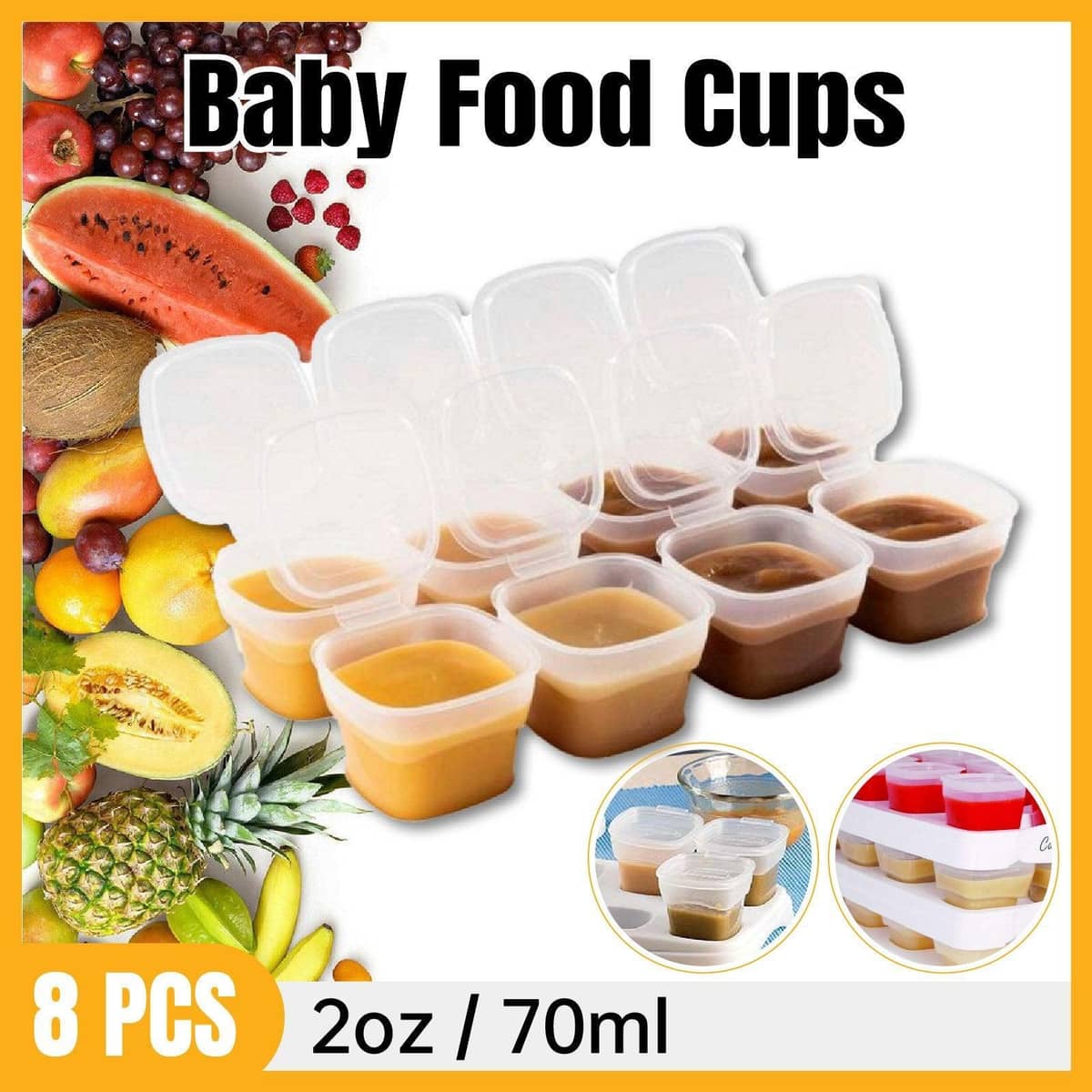 Baby Food Storage Containers with Lids, 70 ml, Pack of 8