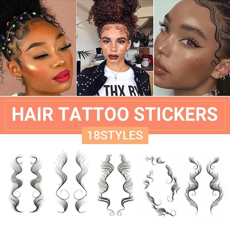 Baby Hair Tattoo Stickers - Black Hairline Edge, Style 13 - view 2