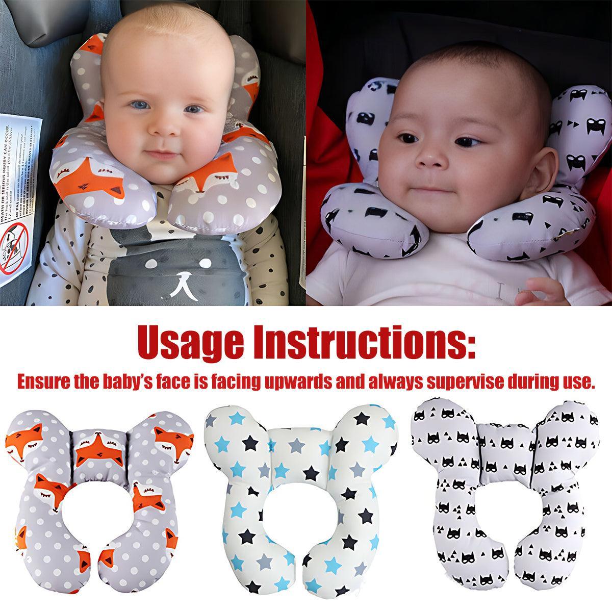 Baby U-Shaped Head and Neck Support Pillow for Car Seat and Stroller - Hippo - view 4