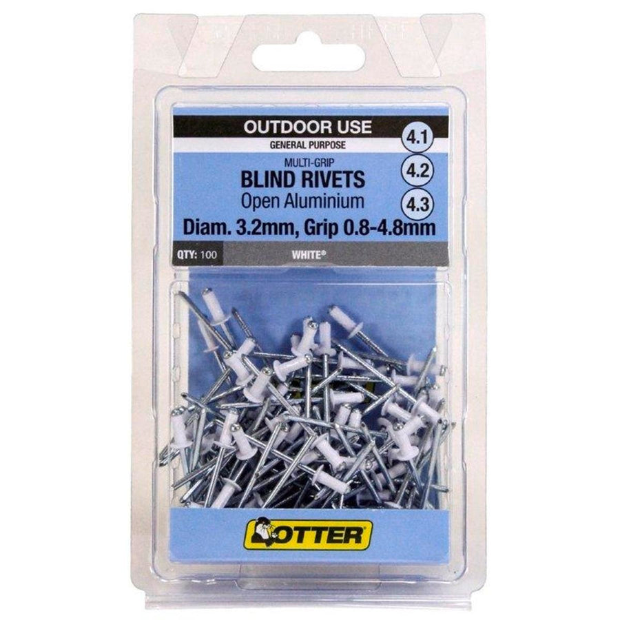 Otter Multi Grip Open Aluminium Blind Rivets 100 Pack 3.2 x 0.8-4.8mm - SuperSaverAU - view 1