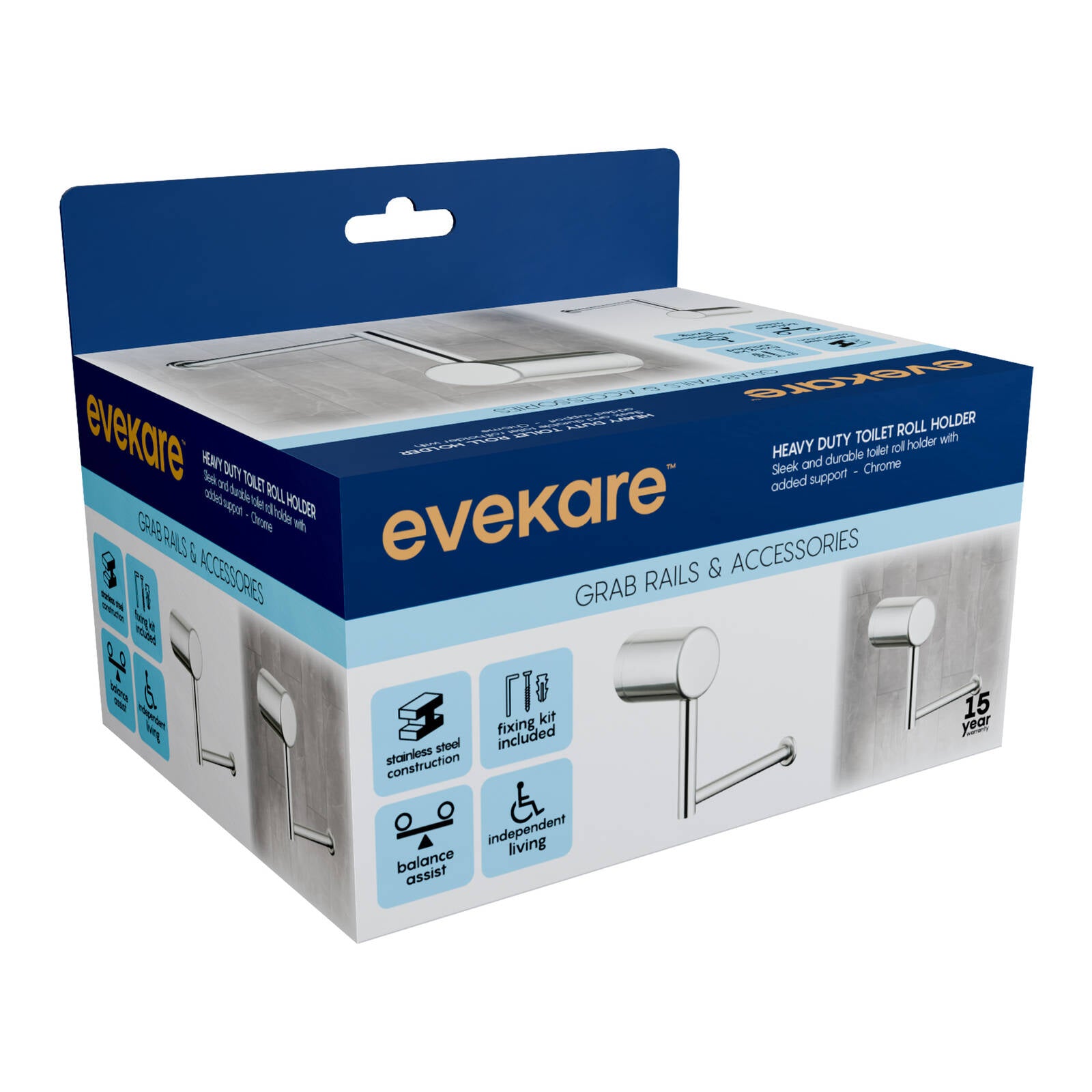 Evekare Chrome Stainless Steel Toilet Roll Holder for the Bathroom
