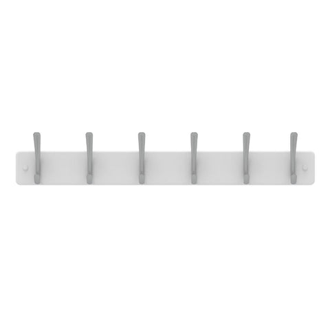 Mode Perma Products Hat And Coat Rack 6 Brushed Nickel Hooks White - SuperSaverAU - view 1