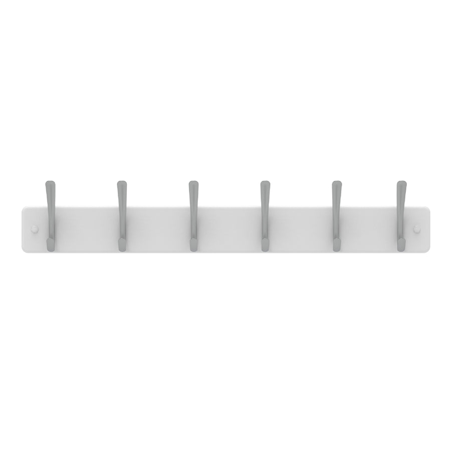 MODE 6 Brushed Nickel Hook White Board Hat And Coat Rack