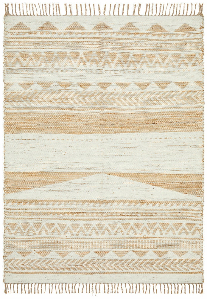 Rug Culture Parade Large Rug 280x190cm - White Jute &amp; Cotton Chenille, Hand Loomed - PRD333WHT280X190
