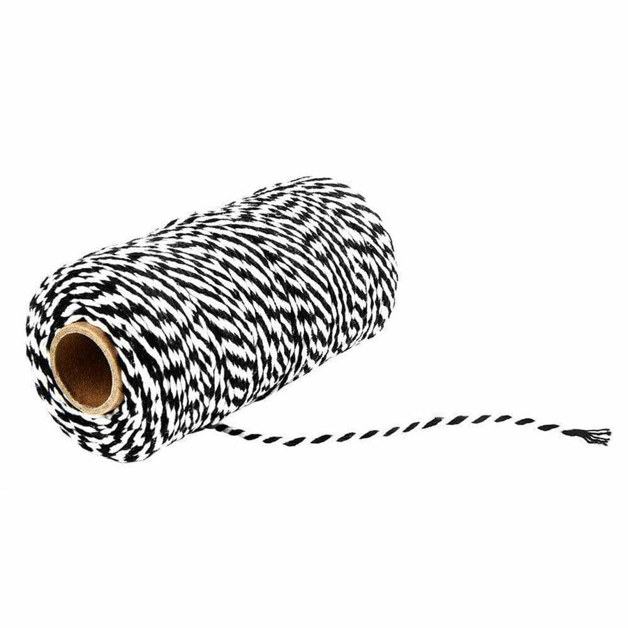 Bakers Twine Cotton Cord, 100 m Roll - Black and White