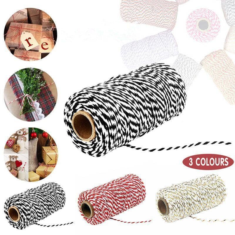 Bakers Twine Cotton Cord, 100 m Roll - White and Gold - view 2
