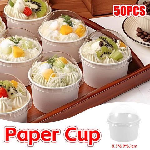 Baking Paper Cups with Lid, Pack of 50 - Food Grade Greaseproof