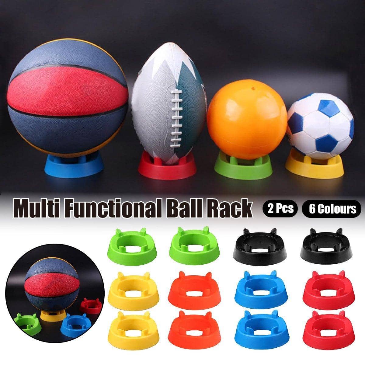 Ball Holder Stand for Football, Basketball and Volleyball, Pack of 2 - Orange - view 2