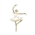 Ballet Dancer Brooch with Pearl Skirt and Gold Tone Finish - view 2