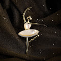Ballet Dancer Brooch with Pearl Skirt and Gold Tone Finish - view 5