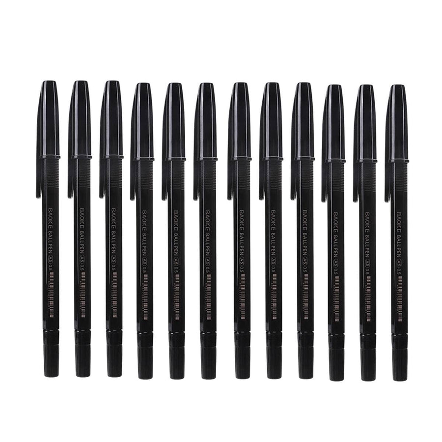Ballpoint Pens 0.5mm for School and Office, Pack of 12 - Black