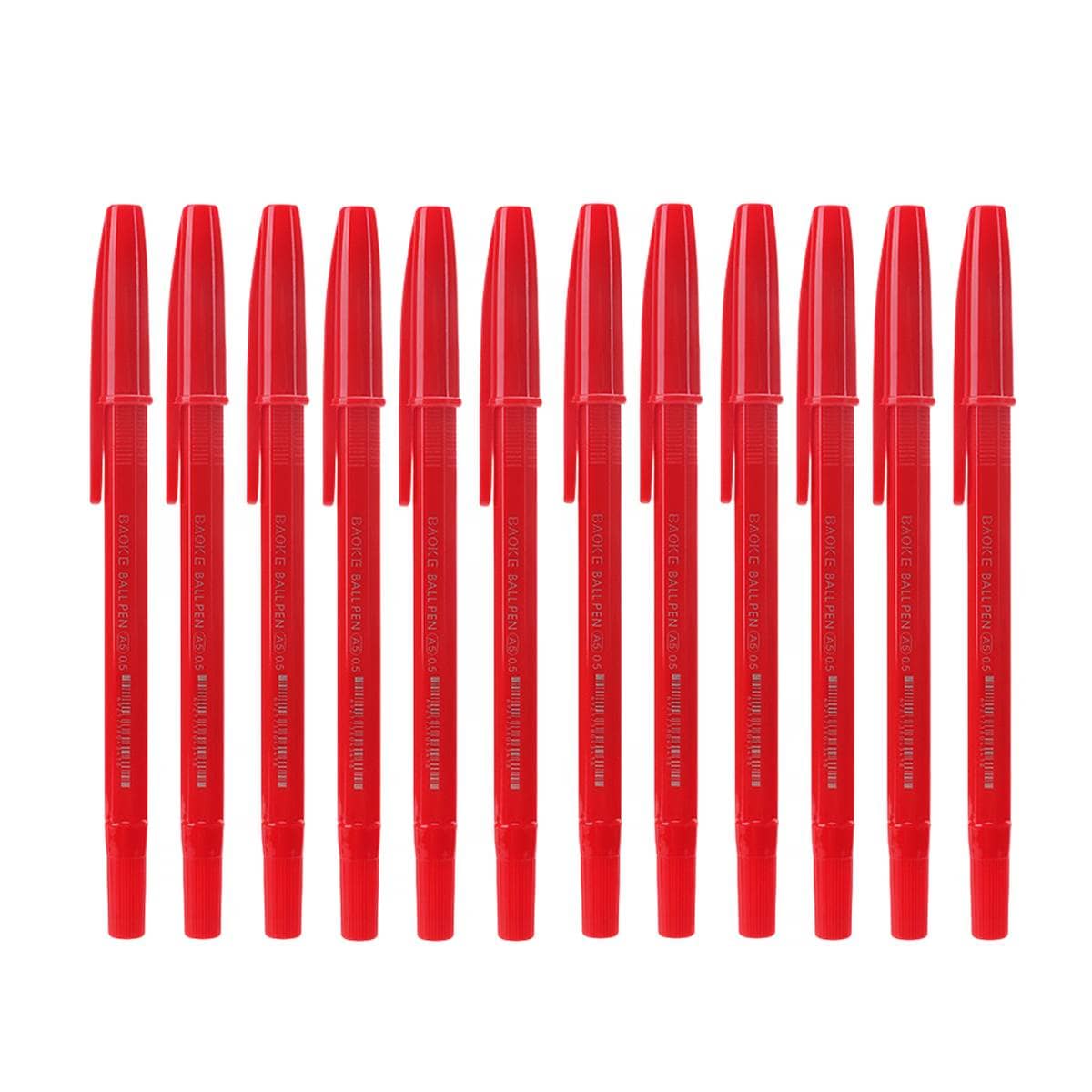 Ballpoint Pens 0.5mm for School and Office, Pack of 12 - Red
