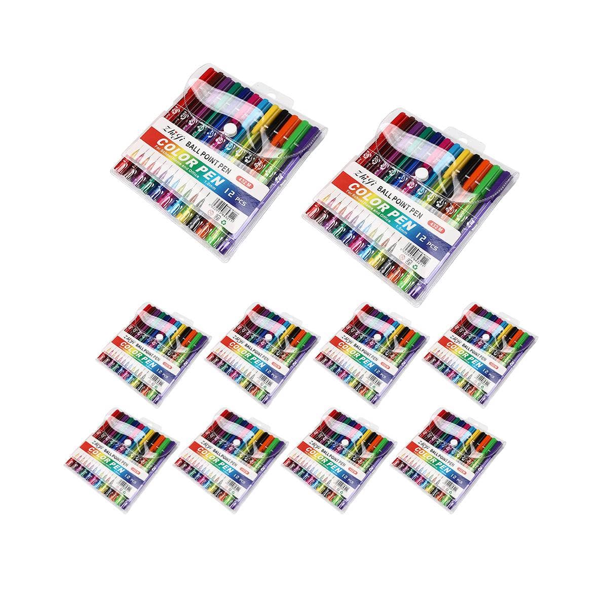 Ballpoint Pens with Textured Grip - 10 Sets of 10, 100 Pens