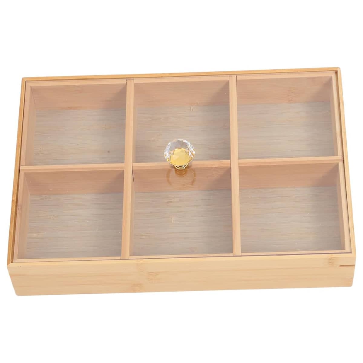 Bamboo 6-Compartment Snack Tray with Clear Lid for Dry Fruit, Nuts and Candy - view 4