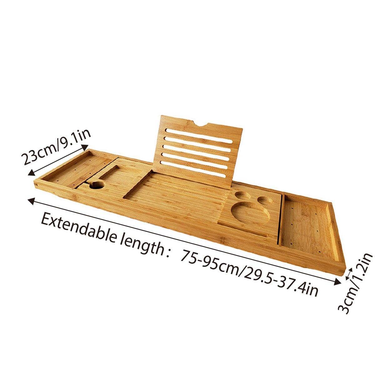 Bamboo Bath Caddy with Wine Glass Holder and Soap Shelf - view 3