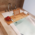 Bamboo Bath Caddy with Wine Glass Holder and Soap Shelf - view 4
