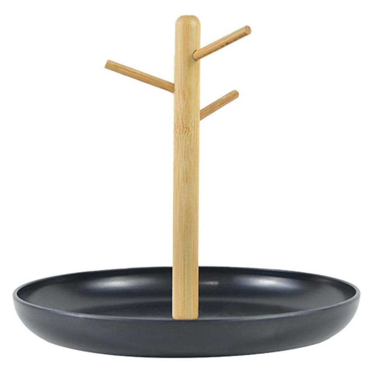 Bamboo Branch Tray Key Holder Rack for Entryway and Desk - Black