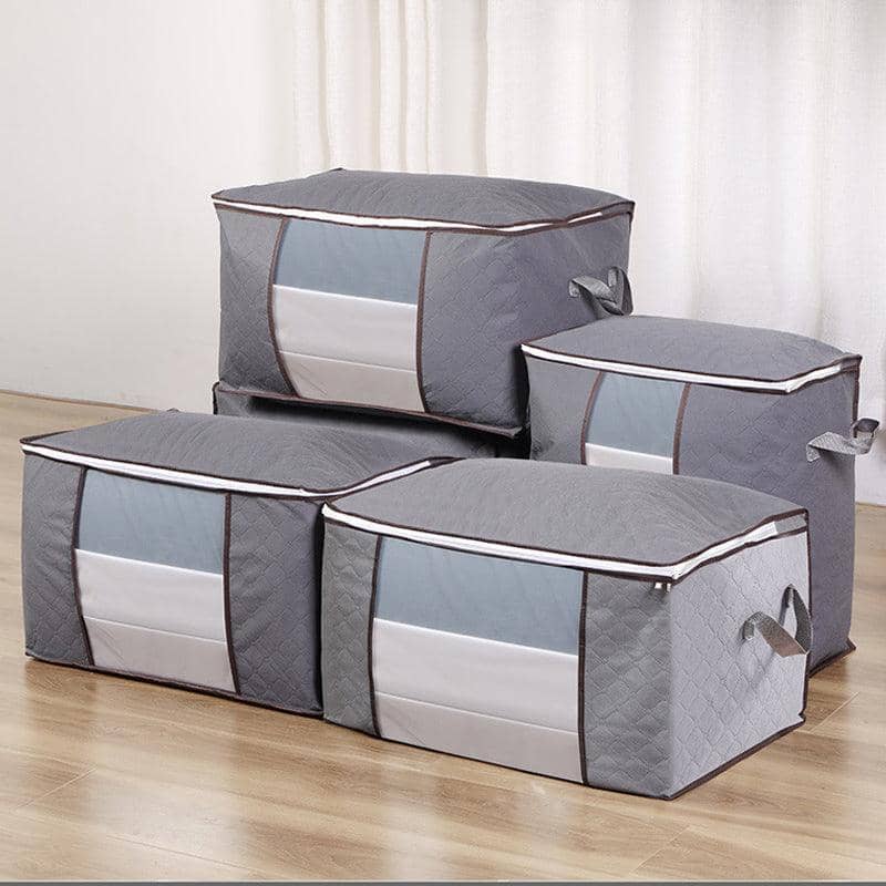 Bamboo Charcoal Clothes and Quilt Storage Bags with Zip and Clear Window - Pack of 4 Upright Bags - view 5