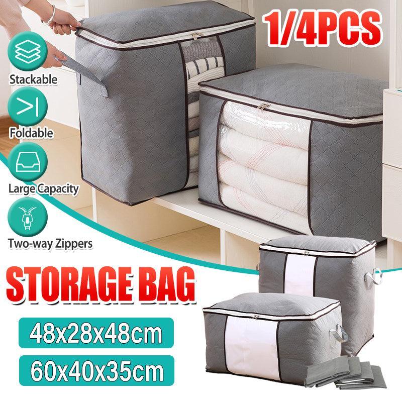 Bamboo Charcoal Clothes and Quilt Storage Bags with Zip and Clear Window - Single Flat Bag - view 2