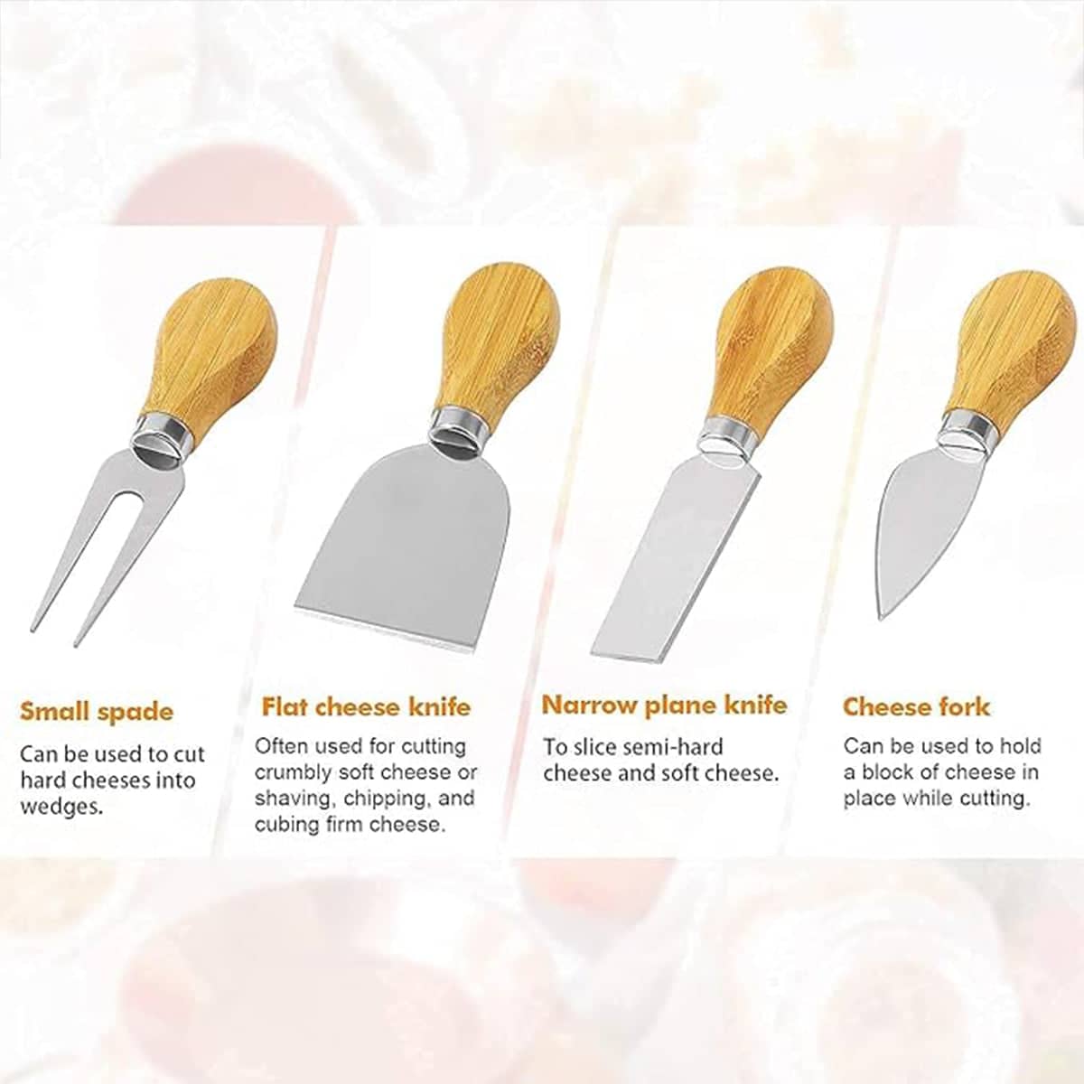 Bamboo Cheese Board Gift Set with Knives, Slate Labels and Bowls - view 4