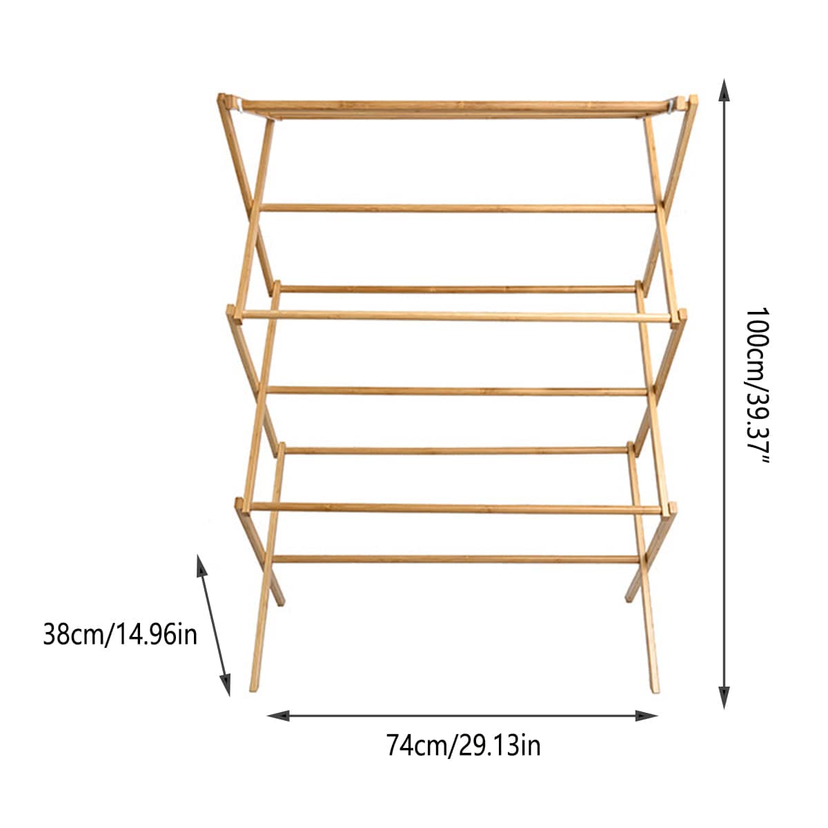 Bamboo Clothes Drying Rack Folding Floor Stand Indoor Vertical Laundry Hanger - view 3
