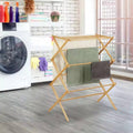 Bamboo Clothes Drying Rack Folding Floor Stand Indoor Vertical Laundry Hanger - view 4