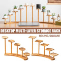 Bamboo Desktop Plant Stand, Multi-Tier Flower Rack - Square Trays - view 2