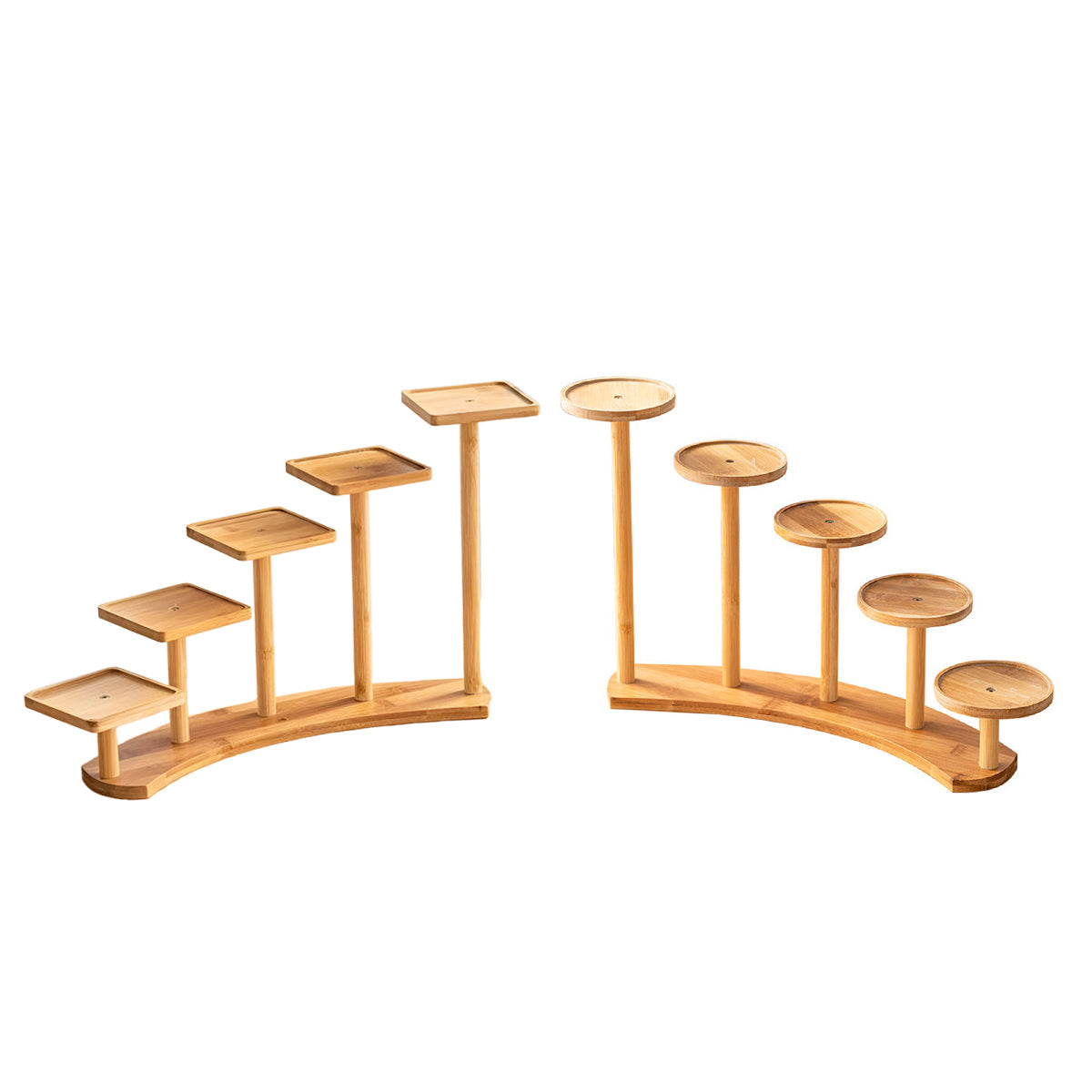 Bamboo Desktop Plant Stand, Multi-Tier Flower Rack - Square Trays - view 3